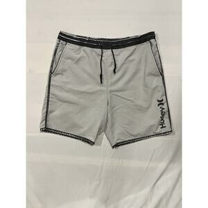 Hurley Board Shorts Mens Large Gray Swim Hybrid Surf Shorts Zip Pocket